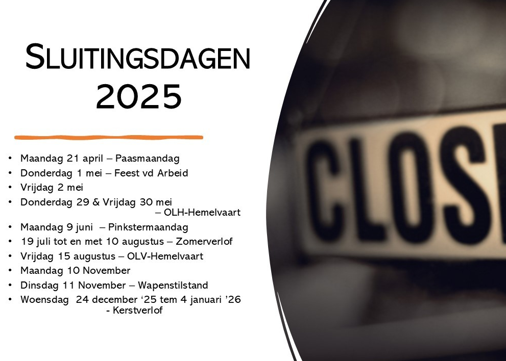 Sluitingsdagen 2025